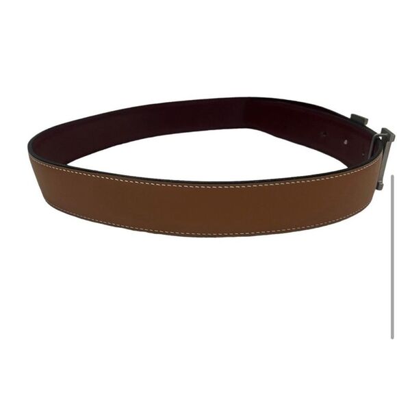 HERMES Constance: Red Burgundy/Brown Reversible Belt 70 - Picture 8 of 10